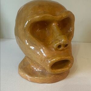 Hand Crafted Golden Brown Ceramic Sculpture
